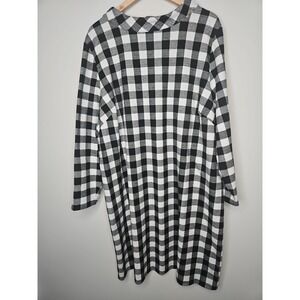 Talbots Plus Dress 3X Black White Buffalo Plaid Check Flannel Preppy Coastal Mod